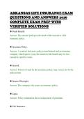 ARKANSAS LIFE INSURANCE EXAM &NewLine;QUESTIONS AND ANSWERS 2026 &NewLine;COMPLETE EXAM PREP WITH &NewLine;VERIFIED SOLUTIONS 