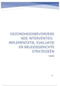 samenvatting&colon; Gezondheidsbevorderende interventies&colon; implementatie&comma; evaluatie en beleidsgerichte strategie&euml;n 