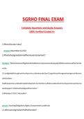 SGRHO FINAL EXAM &NewLine;Coṁplete Questions and Guide Answers &NewLine;100&percnt; Verified Graded A&plus; 