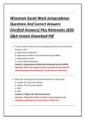 Wisconsin Social Work Jurisprudence &NewLine;Questions And Correct Answers &NewLine;&lpar;Verified Answers&rpar; Plus Rationales 2026 &NewLine;Q&A Instant Download Pdf 