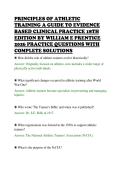 PRINCIPLES OF ATHLETIC&NewLine;TRAINING A GUIDE TO EVIDENCE&NewLine;BASED CLINICAL PRACTICE 18TH&NewLine;EDITION BY WILLIAM E PRENTICE&NewLine;2026 PRACTICE QUESTIONS WITH&NewLine;COMPLETE SOLUTIONS