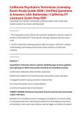 California Psychiatric Technician Licensing Exam Study Guide 2026 &vert; Verified Questions & Answers with Rationales &vert; California PT Licensure Exam Prep PDF