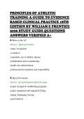 PRINCIPLES OF ATHLETIC&NewLine;TRAINING A GUIDE TO EVIDENCE&NewLine;BASED CLINICAL PRACTICE 18TH&NewLine;EDITION BY WILLIAM E PRENTICE&NewLine;2026 STUDY GUIDE QUESTIONS&NewLine;ANSWERS VERIFIED A&plus;