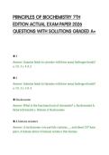 PRINCIPLES OF BIOCHEMISTRY 7TH&NewLine;EDITION ACTUAL EXAM PAPER 2026&NewLine;QUESTIONS WITH SOLUTIONS GRADED A&plus;