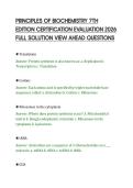 PRINCIPLES OF BIOCHEMISTRY 7TH&NewLine;EDITION CERTIFICATION EVALUATION 2026&NewLine;FULL SOLUTION VIEW AHEAD QUESTIONS