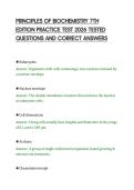 PRINCIPLES OF BIOCHEMISTRY 7TH&NewLine;EDITION PRACTICE TEST 2026 TESTED&NewLine;QUESTIONS AND CORRECT ANSWERS