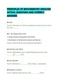 PRINCIPLES OF BIOCHEMISTRY UPDATED&NewLine;ACTUAL QUESTIONS AND CORRECT&NewLine;ANSWERS