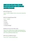 ARMY OCS MILITARY FINAL PAPER &NewLine;PRACTICE QUESTIONS WITH VERIFIED &NewLine;ANSWERS PACKAGE 