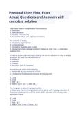 Personal Lines Insurance Final Exam Study Guide and Review