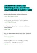 ARTHREX SPORTS IOT DAY 1 TEST &NewLine;COMPLETE QUESTIONS AND VERIFIED &NewLine;ANSWERS COMPREHENSIVE STUDY GUIDE 