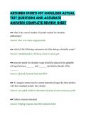 ARTHREX SPORTS IOT SHOULDER ACTUAL &NewLine;TEST QUESTIONS AND ACCURATE &NewLine;ANSWERS COMPLETE REVIEW SHEET