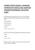 ARTHREX SPORTS MODULE 6 ADVANCED &NewLine;ARTHROSCOPY MODULE 2026 QUESTIONS &NewLine;ANSWERS PROFESSIONAL EVALUATION &NewLine;SCRIPT