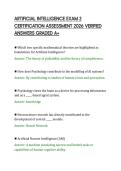 ARTIFICIAL INTELLIGENCE EXAM 2 &NewLine;CERTIFICATION ASSESSMENT 2026 VERIFIED &NewLine;ANSWERS GRADED A&plus;