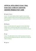 ARTIFICIAL INTELLIGENCE EXAM 2 FINAL &NewLine;EXAM 2026 COMPLETE QUESTIONS &NewLine;ANSWERS PREMIUM STUDY GUIDE