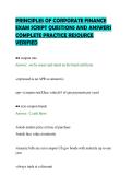 PRINCIPLES OF CORPORATE FINANCE&NewLine;EXAM SCRIPT QUESTIONS AND ANSWERS&NewLine;COMPLETE PRACTICE RESOURCE&NewLine;VERIFIED