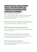 PRINCIPLES OF MANAGEMENT&NewLine;EXAM 1 REVIEW GUIDE 2026&NewLine;VERIFIED QUESTIONS WITH&NewLine;ACCURATE ANSWERS