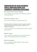 PRINCIPLES OF MANAGEMENT&NewLine;FINAL PREPARATION 2026&NewLine;VERIFIED ANSWERS INCLUDED