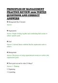 PRINCIPLES OF MANAGEMENT&NewLine;PRACTICE REVIEW 2026 TESTED&NewLine;QUESTIONS AND CORRECT&NewLine;ANSWERS