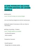 AS LEVEL PSYCHOLOGY AQA ACTUAL &NewLine;TEST PAPER QUESTIONS AND ANSWERS &NewLine;GRADED A&plus;