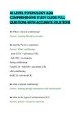 AS LEVEL PSYCHOLOGY AQA &NewLine;COMPREHENSIVE STUDY GUIDE FULL &NewLine;QUESTIONS WITH ACCURATE SOLUTIONS