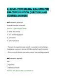 AS LEVEL PSYCHOLOGY AQA UPDATED &NewLine;PRACTICE SOLUTION QUESTIONS AND &NewLine;VERIFIED ANSWERS