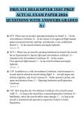 PRIVATE HELICOPTER TEST PREP&NewLine;ACTUAL EXAM PAPER 2026&NewLine;QUESTIONS WITH ANSWERS GRADED&NewLine;A&plus;&NewLine;