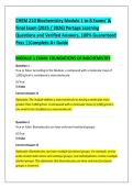 CHEM 210 Biochemistry Module 1 to 8 Exams' & &NewLine;Final Exam &lpar;2025 &sol; 2026&rpar; Portage Learning &NewLine;Questions and Verified Answers&comma; 100&percnt; Guaranteed &NewLine;Pass &vert;&vert;Complete A&plus; Guide 