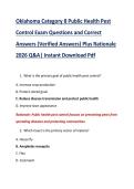 Oklahoma Category 8 Public Health Pest &NewLine;Control Exam Questions and Correct &NewLine;Answers &lpar;Verified Answers&rpar; Plus Rationale &NewLine;2026 Q&A&vert; Instant Download Pdf