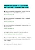 PRIVATE PILOT PRACTICE QUESTIONS&NewLine;AND ACCURATE ANSWERS GRADED A&plus;&NewLine;