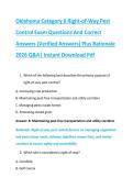 Oklahoma Category 6 Right-of-Way Pest &NewLine;Control Exam Questions And Correct &NewLine;Answers &lpar;Verified Answers&rpar; Plus Rationale &NewLine;2026 Q&A&vert; Instant Download Pdf