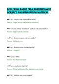 GERI FINAL PAPER FULL QUESTIONS AND&NewLine;CORRECT ANSWERS REVIEW MATERIAL
