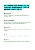 GIA DIAMOND ESSENTIALS ACTUAL TEST&NewLine;QUESTIONS WITH COMPLETE SOLUTION&NewLine;PREMIUM REVIEW CONTENT