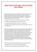 NREMT PRACTICE TEST BANK - MULTIPLE CHOICE &NewLine;WELL VERIFIED