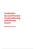 Test Bank for Success in Practical Vocational Nursing 9th Edition by Knecht  latest 2026 update&sol;guaranteed pass