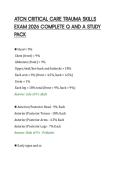 ATCN CRITICAL CARE TRAUMA SKILLS &NewLine;EXAM 2026 COMPLETE Q AND A STUDY &NewLine;PACK