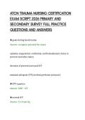 ATCN TRAUMA NURSING CERTIFICATION &NewLine;EXAM SCRIPT 2026 PRIMARY AND &NewLine;SECONDARY SURVEY FULL PRACTICE &NewLine;QUESTIONS AND ANSWERS 