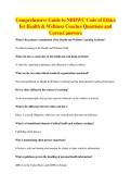 Comprehensive Guide to NBHWC Code of Ethics&NewLine;for Health & Wellness Coaches Questions and&NewLine;Correct answers
