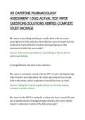 ATI CAPSTONE PHARMACOLOGY &NewLine;ASSESSMENT 1 2026 ACTUAL TEST PAPER &NewLine;QUESTIONS SOLUTIONS VERIFIED COMPLETE &NewLine;STUDY PACKAGE
