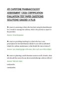 ATI CAPSTONE PHARMACOLOGY &NewLine;ASSESSMENT 1 2026 CERTIFICATION &NewLine;EVALUATION TEST PAPER QUESTIONS &NewLine;SOLUTIONS GRADED A PLUS