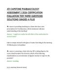 ATI CAPSTONE PHARMACOLOGY &NewLine;ASSESSMENT 2 2026 CERTIFICATION &NewLine;EVALUATION TEST PAPER QUESTIONS &NewLine;SOLUTIONS GRADED A PLUS 