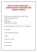 NUR 318 STUDY GUIDE EXAM 1 &NewLine;&lpar;WOMEN'S HEALTH&rpar; QUESTIONS AND &NewLine;CORRECT ANSWERS