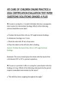 ATI CARE OF CHILDREN ONLINE PRACTICE A &NewLine;2026 CERTIFICATION EVALUATION TEST PAPER &NewLine;QUESTIONS SOLUTIONS GRADED A PLUS