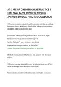 ATI CARE OF CHILDREN ONLINE PRACTICE B &NewLine;2026 FINAL PAPER REVIEW QUESTIONS &NewLine;ANSWERS BUNDLED PRACTICE COLLECTION