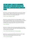 ATI CBC LEVEL 3 HEALTH ASSESSMENT &NewLine;AND CLINICAL DECISION MAKING TEST &NewLine;SCRIPT FULL QUESTION BANK COMPLETE &NewLine;GUIDE
