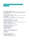 HUMAN RESOURCE MANAGEMENT MODULE 1&NewLine;&NewLine;&NewLine;