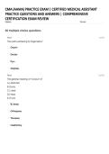 CMA &lpar;AAMA&rpar; PRACTICE EXAM &vert; CERTIFIED MEDICAL ASSISTANT PRACTICE QUESTIONS AND ANSWERS &vert; COMPREHENSIVE CERTIFICATION EXAM REVIEW