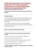 Florida Real Estate Exam Prep &vert; Complete Study Guide with Practice Questions&comma; Verified Answers & Detailed Rationales &vert; Florida Sales Associate Exam PDF