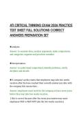 ATI CRITICAL THINKING EXAM 2026 PRACTICE &NewLine;TEST SHEET FULL SOLUTIONS CORRECT &NewLine;ANSWERS PREPARATION SET