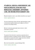 ATI MEDICAL SURGICAL NEUROSENSORY AND &NewLine;MUSCULOSKELETAL EXAM HIGH-YIELD &NewLine;NEUROLOGIC ASSESSMENT&comma; ORTHOPEDIC &NewLine;CARE&comma; AND REHABILITATION SUMMARY 2026