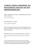 ATI MEDICAL SURGICAL NEUROSENSORY AND &NewLine;MUSCULOSKELETAL EXAM MOCK TEST WITH &NewLine;ANSWER RATIONALES 2026